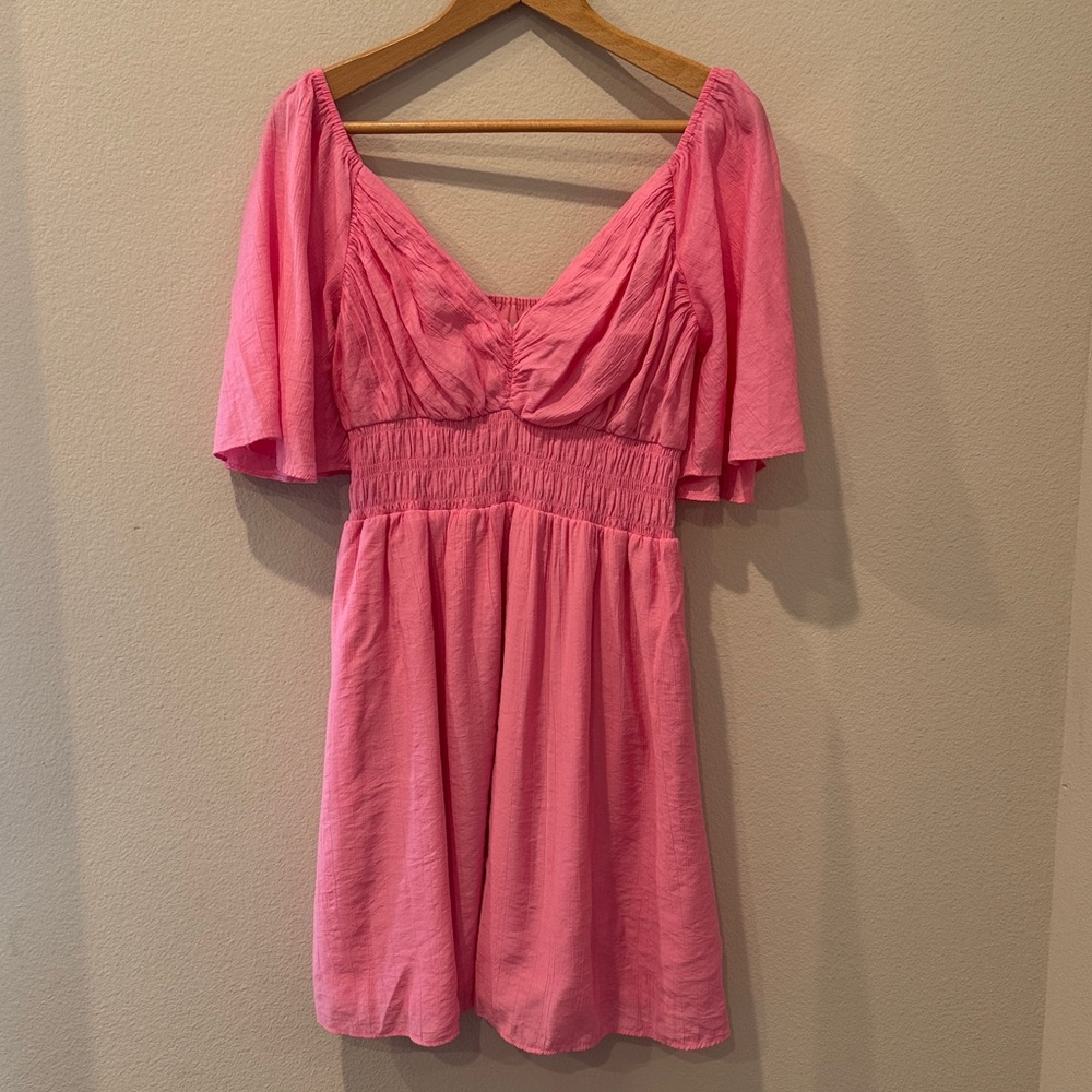 Abercrombie & Fitch Organza Tiered Pink Mini Dress Size Medium‎ Tall - Picture 3 of 10